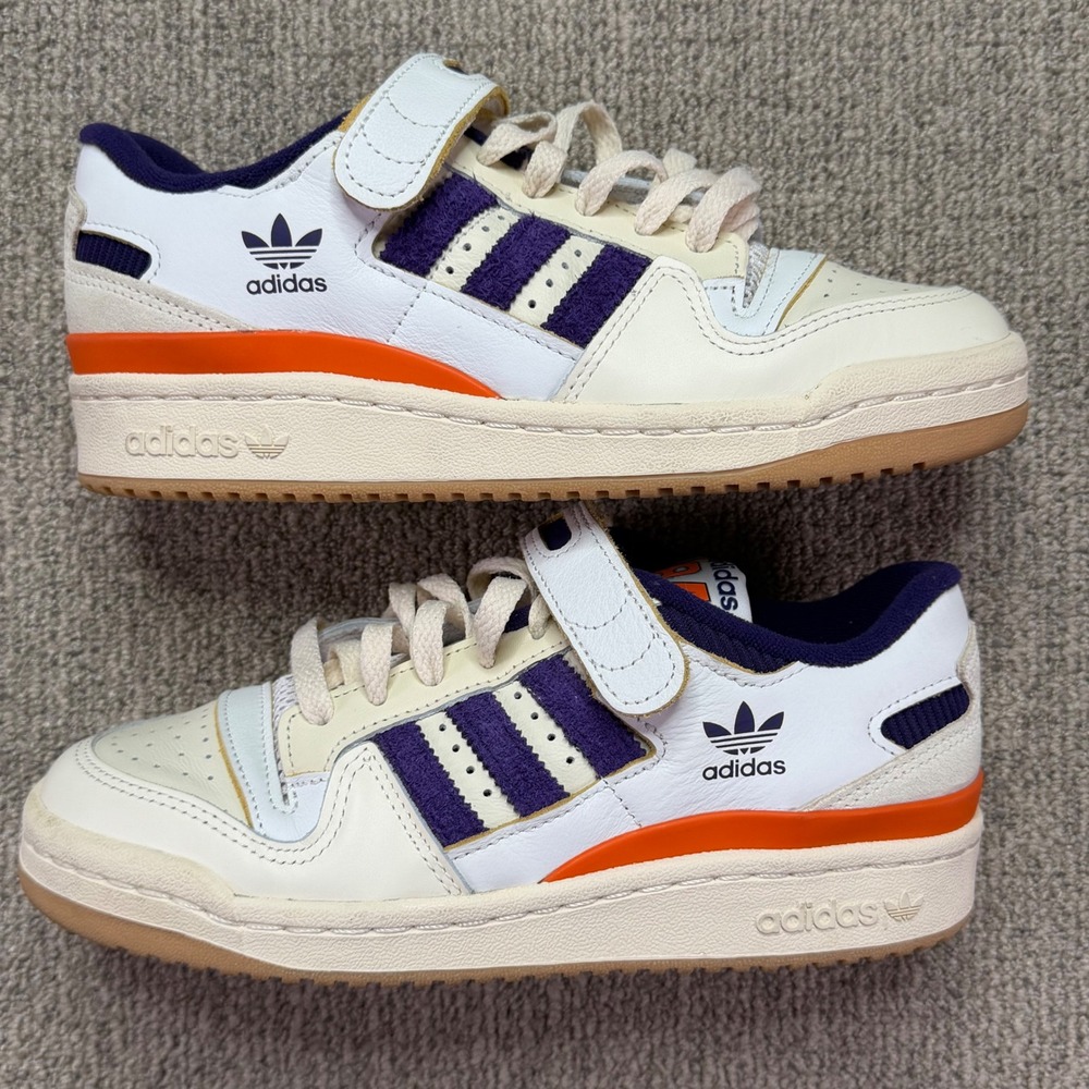 Adidas Forum 84 Low Top Athletic Shoes White Orange Purple Mens Size 5 GX9049